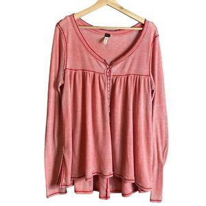free people waffle knit Henley long sleeve